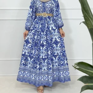 ساحلی نخی مدل کاشی رنگ آبی