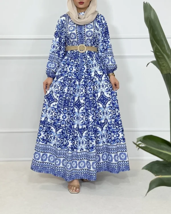 ساحلی نخی مدل کاشی رنگ آبی